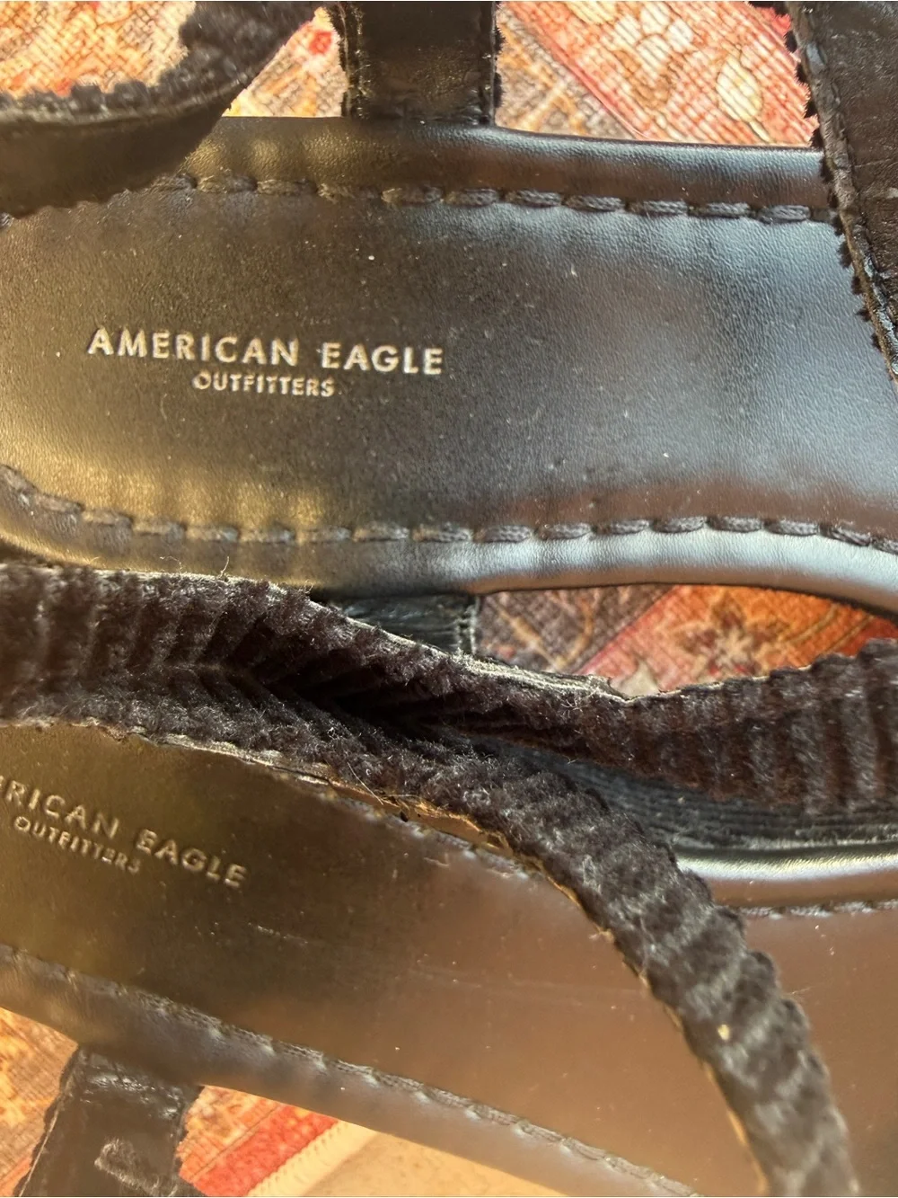 American Eagle Outfitters Black Corduroy Platform Sandals